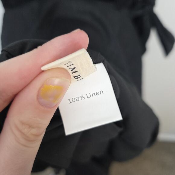 Hirsch & Timber Black 100% Linen Minimalist Wrap Front Midi Dress Size Small - Picture 5 of 8